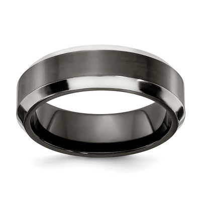 Edward Mirell Black Ti Grey Edges 7mm Band Titanium, EMR131-7MM-13,