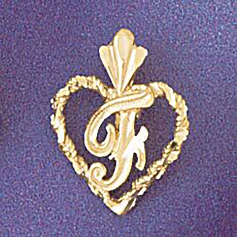 Dazzlers Jewelry Initial F Heart Pendant Necklace Charm Bracelet in Yellow, White or Rose Gold 9579…