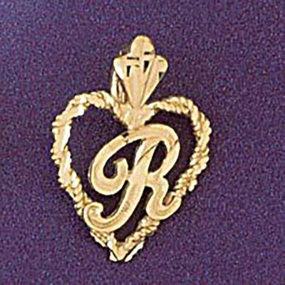 Dazzlers Jewelry Initial R Heart Pendant Necklace Charm Bracelet in Yellow, White or Rose Gold 9579…