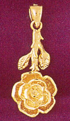 Dazzlers Jewelry Rose Flower Pendant Necklace Charm Bracelet in Yellow, White or Rose Gold 6726, MP…