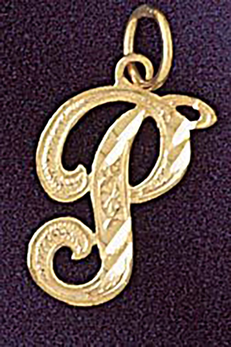 Dazzlers Jewelry Initial P Classic Pendant Necklace Charm Bracelet in Yellow, White or Rose Gold 95…