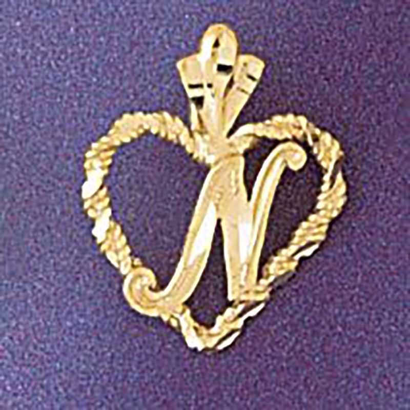 Dazzlers Jewelry Initial N Heart Pendant Necklace Charm Bracelet in Yellow, White or Rose Gold 9579…