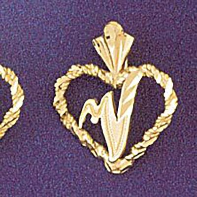 Dazzlers Jewelry Initial V Heart Pendant Necklace Charm Bracelet in Yellow, White or Rose Gold 9579…