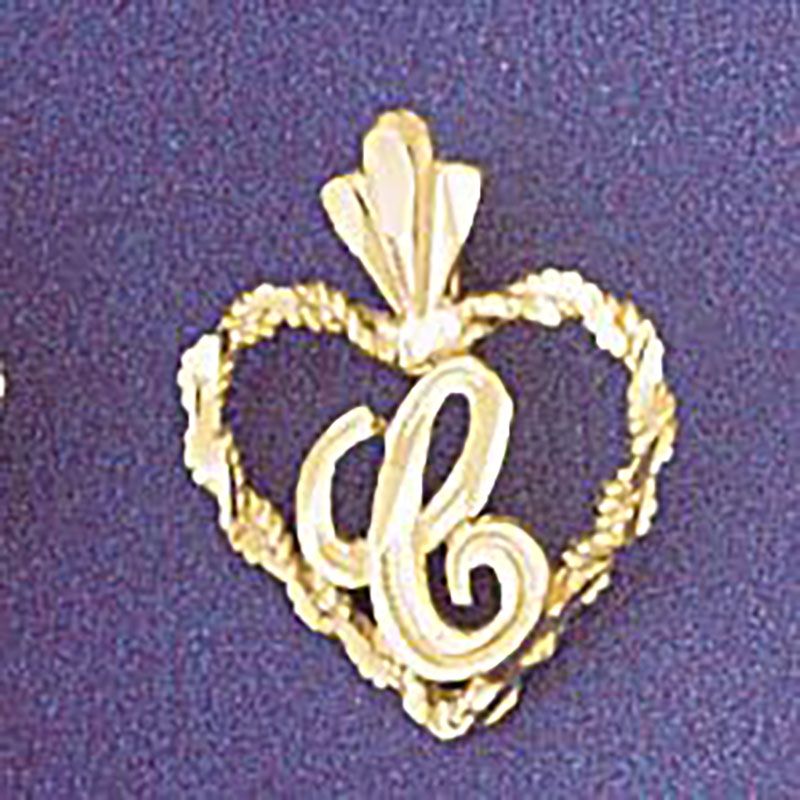 Dazzlers Jewelry Initial C Heart Pendant Necklace Charm Bracelet in Yellow, White or Rose Gold 9579…