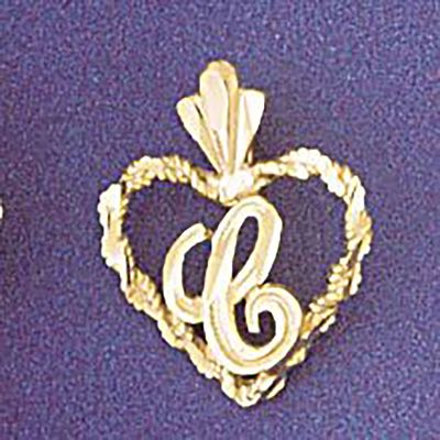 Dazzlers Jewelry Initial C Heart Pendant Necklace Charm Bracelet in Yellow, White or Rose Gold 9579…