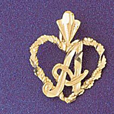 Dazzlers Jewelry Initial A Heart Pendant Necklace Charm Bracelet in Yellow, White or Rose Gold 9579…