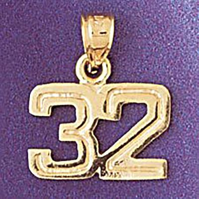 Dazzlers Jewelry Number 32 Pendant Necklace Charm Bracelet in Yellow, White or Rose Gold 951132, MP…