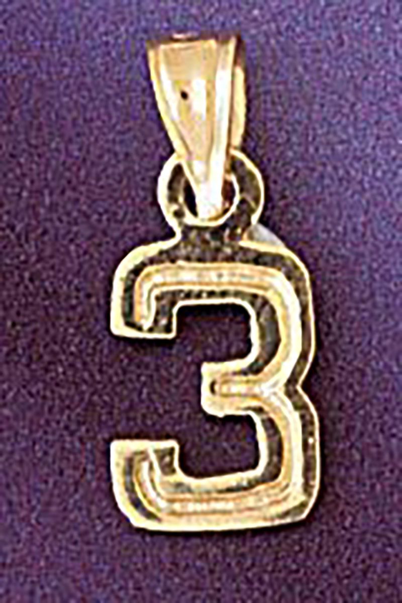 Dazzlers Jewelry Number 3 Pendant Necklace Charm Bracelet in Yellow, White or Rose Gold 95113, MPN:…