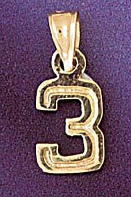 Dazzlers Jewelry Number 3 Pendant Necklace Charm Bracelet in Yellow, White or Rose Gold 95113, MPN:…