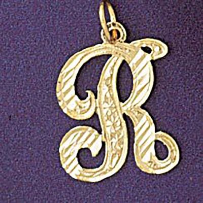 Dazzlers Jewelry Initial R Classic Pendant Necklace Charm Bracelet in Yellow, White or Rose Gold 95…