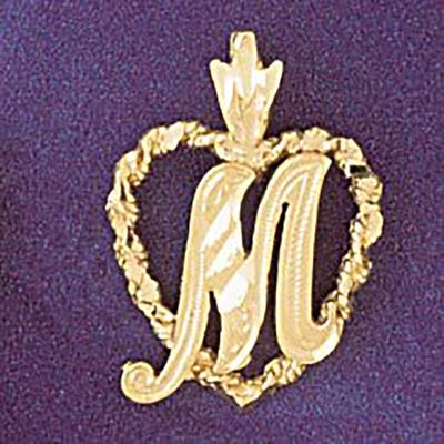 Dazzlers Jewelry Initial M Heart Pendant Necklace Charm Bracelet in Yellow, White or Rose Gold 9581…