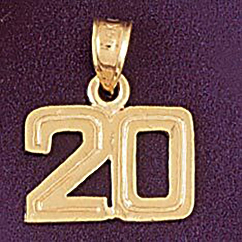Dazzlers Jewelry Number 20 Pendant Necklace Charm Bracelet in Yellow, White or Rose Gold 951120, MP…