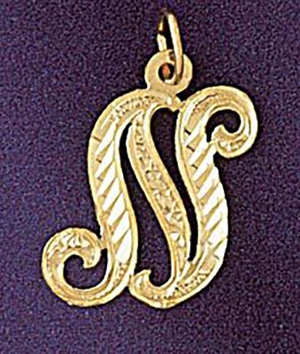 Dazzlers Jewelry Initial N Classic Pendant Necklace Charm Bracelet in Yellow, White or Rose Gold 95…