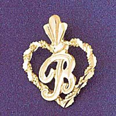 Dazzlers Jewelry Initial B Heart Pendant Necklace Charm Bracelet in Yellow, White or Rose Gold 9579…