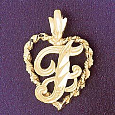 Dazzlers Jewelry Initial F Heart Pendant Necklace Charm Bracelet in Yellow, White or Rose Gold 9581…