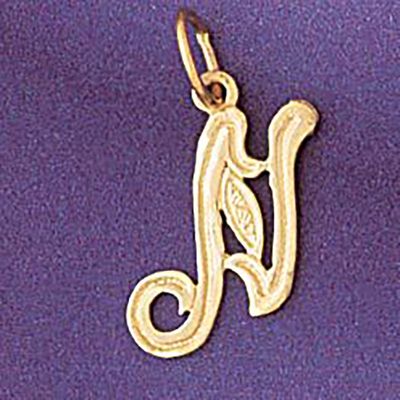 Dazzlers Jewelry Initial N Pendant Necklace Charm Bracelet in Yellow, White or Rose Gold 9565n, MPN…