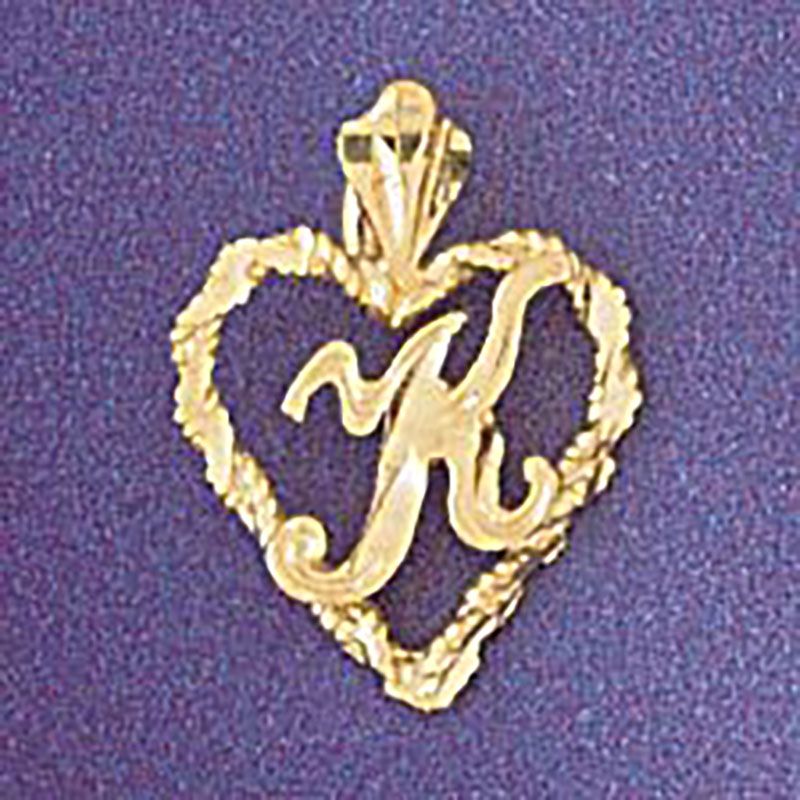 Dazzlers Jewelry Initial K Heart Pendant Necklace Charm Bracelet in Yellow, White or Rose Gold 9579…