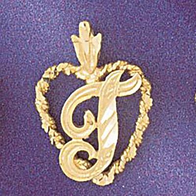 Dazzlers Jewelry Initial T Heart Pendant Necklace Charm Bracelet in Yellow, White or Rose Gold 9581…