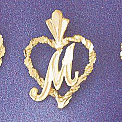 Dazzlers Jewelry Initial M Heart Pendant Necklace Charm Bracelet in Yellow, White or Rose Gold 9579…
