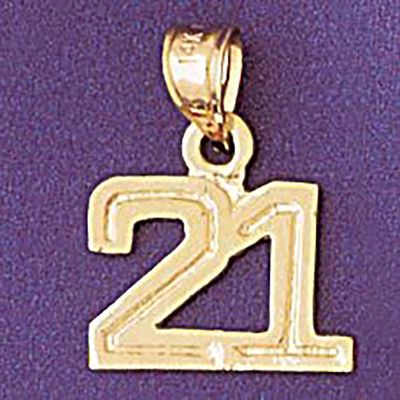 Dazzlers Jewelry Number 21 Pendant Necklace Charm Bracelet in Yellow, White or Rose Gold 951121, MP…