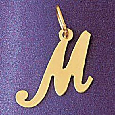 Dazzlers Jewelry Initial M Pendant Necklace Charm Bracelet in Yellow, White or Rose Gold 9561m, MPN…