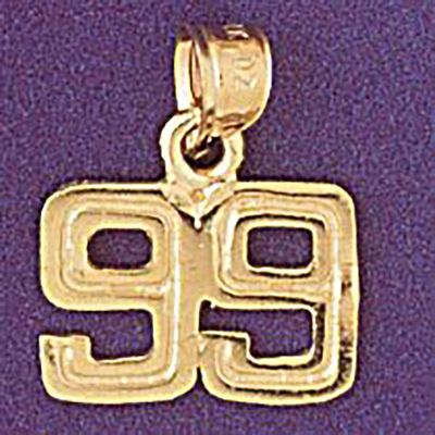 Dazzlers Jewelry Number 99 Pendant Necklace Charm Bracelet in Yellow, White or Rose Gold 951199, MP…
