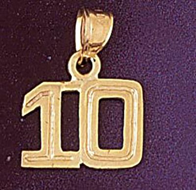 Dazzlers Jewelry Number 10 Pendant Necklace Charm Bracelet in Yellow, White or Rose Gold 951110, MP…