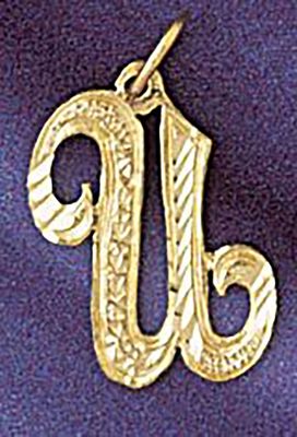 Dazzlers Jewelry Initial U Classic Pendant Necklace Charm Bracelet in Yellow, White or Rose Gold 95…