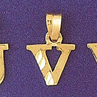 Dazzlers Jewelry Initial V Pendant Necklace Charm Bracelet in Yellow, White or Rose Gold 9570v, MPN…