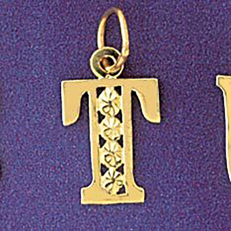 Dazzlers Jewelry Initial T Pendant Necklace Charm Bracelet in Yellow, White or Rose Gold 9569t, MPN…