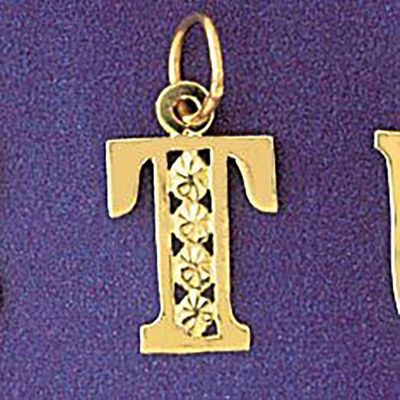 Dazzlers Jewelry Initial T Pendant Necklace Charm Bracelet in Yellow, White or Rose Gold 9569t, MPN…