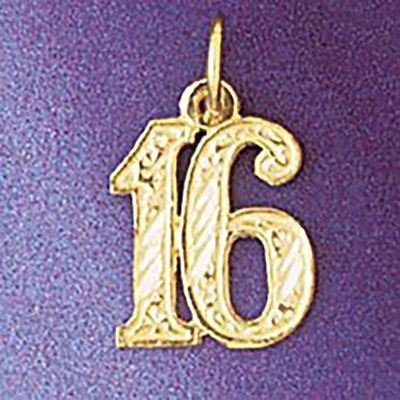 Dazzlers Jewelry Number 16 Pendant Necklace Charm Bracelet in Yellow, White or Rose Gold 9525, MPN:…
