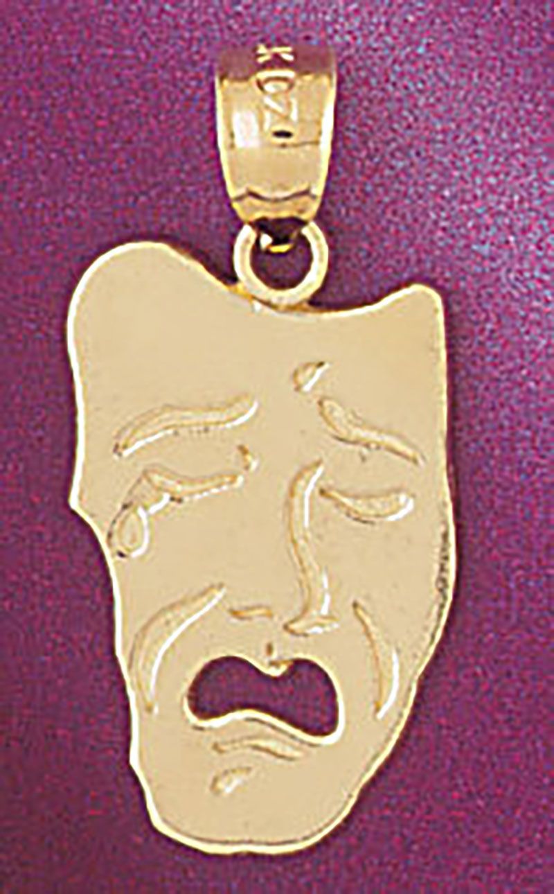 Dazzlers Jewelry Drama Mask Pendant Necklace Charm Bracelet in Yellow, White or Rose Gold 6101, MPN…
