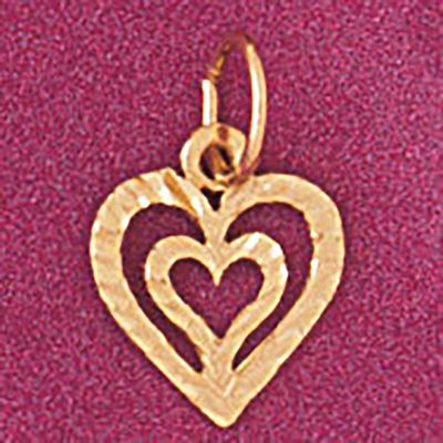 Dazzlers Jewelry Double Heart Pendant Necklace Charm Bracelet in Yellow, White or Rose Gold 3930, M…