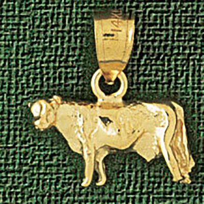 Dazzlers Jewelry Cow Farm Animal Pendant Necklace Charm Bracelet in Yellow, White or Rose Gold 2638…