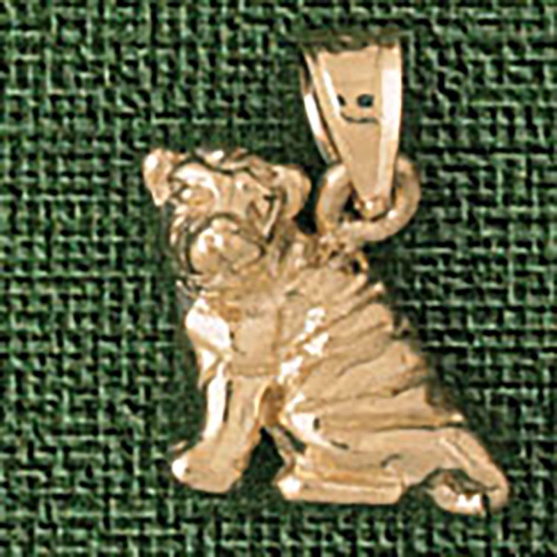 Dazzlers Jewelry Shar-Pei Dog Pendant Necklace Charm Bracelet in Yellow, White or Rose Gold 2038, M…