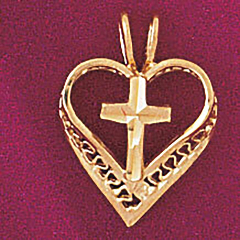 Dazzlers Jewelry Cross in Heart Pendant Necklace Charm Bracelet in Yellow, White or Rose Gold 3851,…
