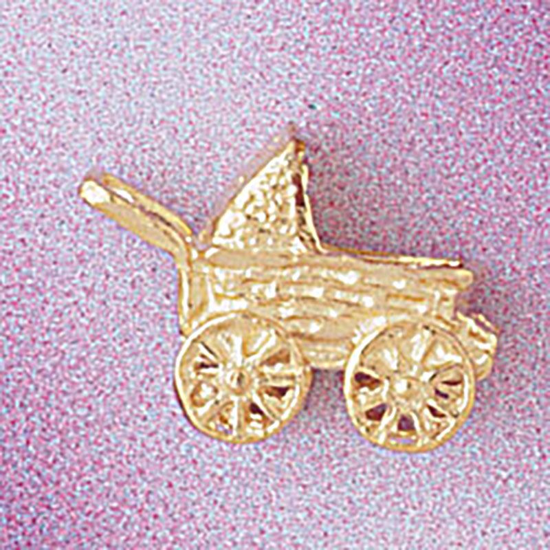 Dazzlers Jewelry Baby Stroller Bassinet Pendant Necklace Charm Bracelet in Yellow, White or Rose Go…