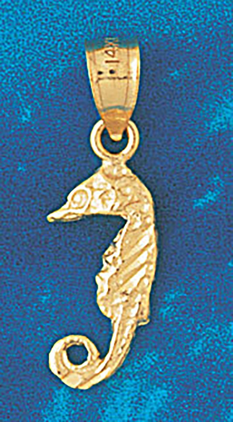 Dazzlers Jewelry Seahorse Dimensional Pendant Necklace Charm Bracelet in Yellow, White or Rose Gold…