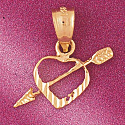 Dazzlers Jewelry Heart Cupid Arrow Pendant Necklace Charm Bracelet in Yellow, White or Rose Gold 39…