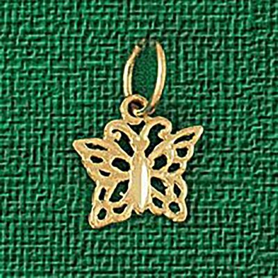 Dazzlers Jewelry Filigree Butterfly Pendant Necklace Charm Bracelet in Yellow, White or Rose Gold 3…