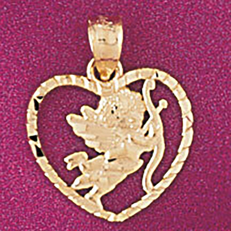 Dazzlers Jewelry Cupid Heart Pendant Necklace Charm Bracelet in Yellow, White or Rose Gold 4085, MP…
