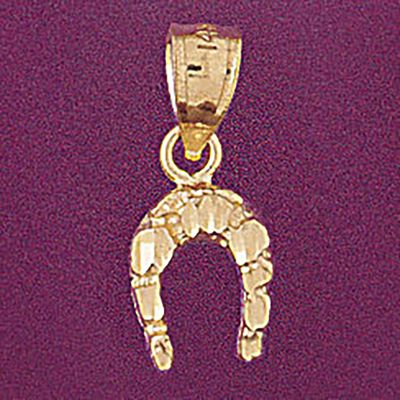 Dazzlers Jewelry Lucky Horseshoe Pendant Necklace Charm Bracelet in Yellow, White or Rose Gold 5153…