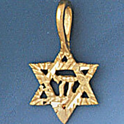 Dazzlers Jewelry Star of David with Chai Pendant Necklace Charm Bracelet in Yellow, White or Rose G…