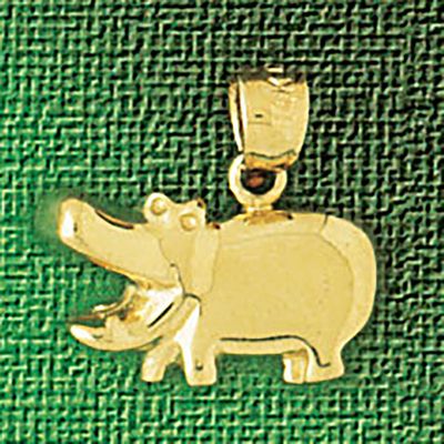Dazzlers Jewelry Hippo Pendant Necklace Charm Bracelet in Yellow, White or Rose Gold 2607, MPN: DZ-…