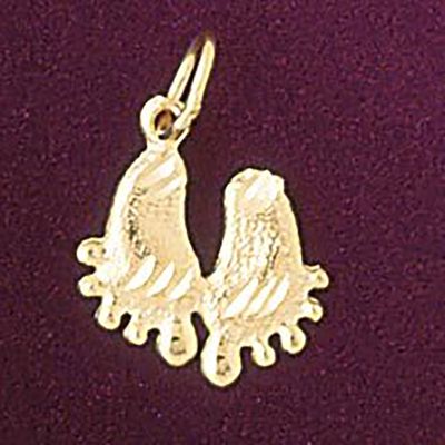 Dazzlers Jewelry Footprint Pendant Necklace Charm Bracelet in Yellow, White or Rose Gold 6529, MPN:…