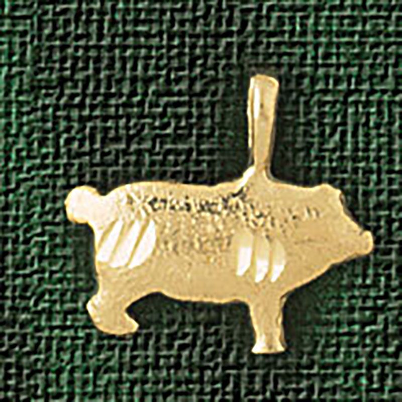Dazzlers Jewelry Pig Pendant Necklace Charm Bracelet in Yellow, White or Rose Gold 2573, MPN: DZ-25…