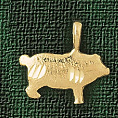 Dazzlers Jewelry Pig Pendant Necklace Charm Bracelet in Yellow, White or Rose Gold 2573, MPN: DZ-25…