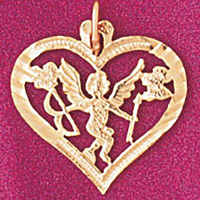 Dazzlers Jewelry Heart Cupid Arrow Pendant Necklace Charm Bracelet in Yellow, White or Rose Gold 39…
