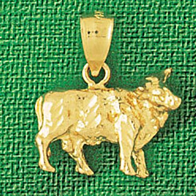 Dazzlers Jewelry Cow Farm Animal Pendant Necklace Charm Bracelet in Yellow, White or Rose Gold 2631…